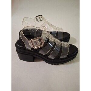 ASOS DESIGN Black Platform Buckle Sandals Chunky Women's Size 6